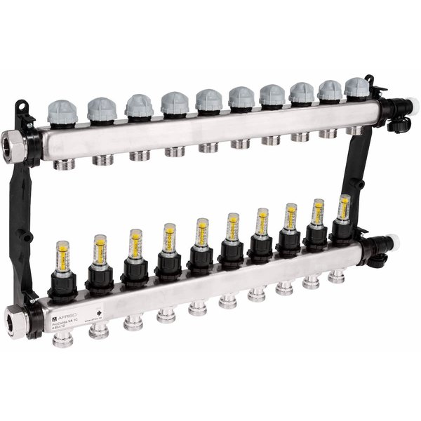 Rozdzielacz do ogrzewania podłogowego AFRISO ProCalida VA 1C 10-obieg. stal nierdzewna GZ 1'' x euroconus 3/4''
