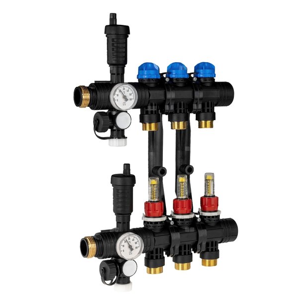 Rozdzielacz do ogrzewania podłogowego AFRISO ProCalida EF1 3-obieg. poliamid GZ 1'' x euroconus 3/4''