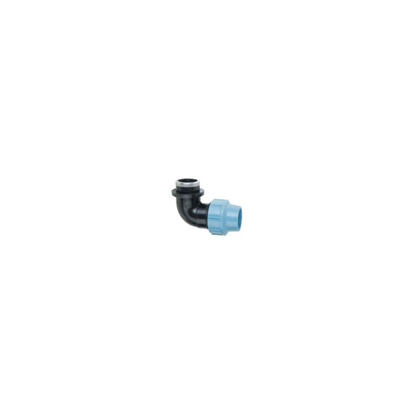 Kolano AGAFLEX, PP, 20 mm x 1/2'' (połączenie zaciskowe x GW) do rur PE