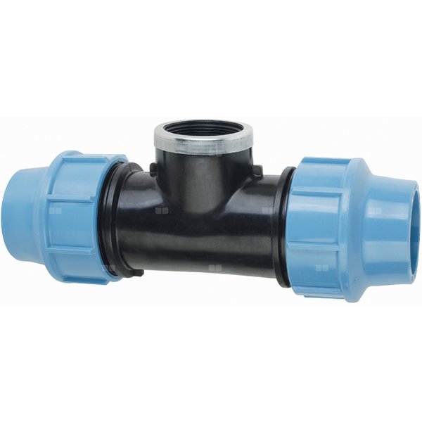 Trójnik AGAFLEX PP 110 mm x 4'' x 110 mm (połączenie zaciskowe x GW x połączenie zaciskowe)do rur PE