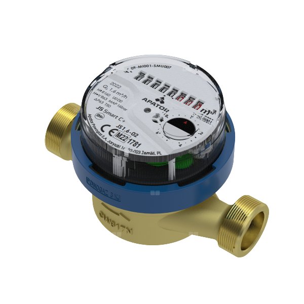 Wodomierz JS 1,6-07 Smart D+ skrzydełkowy, jednostrumieniowy, suchobieżny, do wody zimnej, Ti/Ir, CE, H-R160, V-R80, DN15, G ¾"