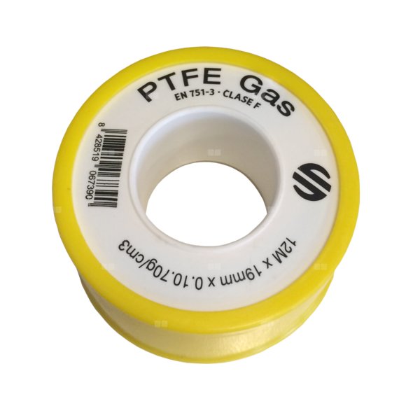 Taśma teflonowa do zaworów gazowych, 19mm x 12m x 0,1mm x 70g/m2
