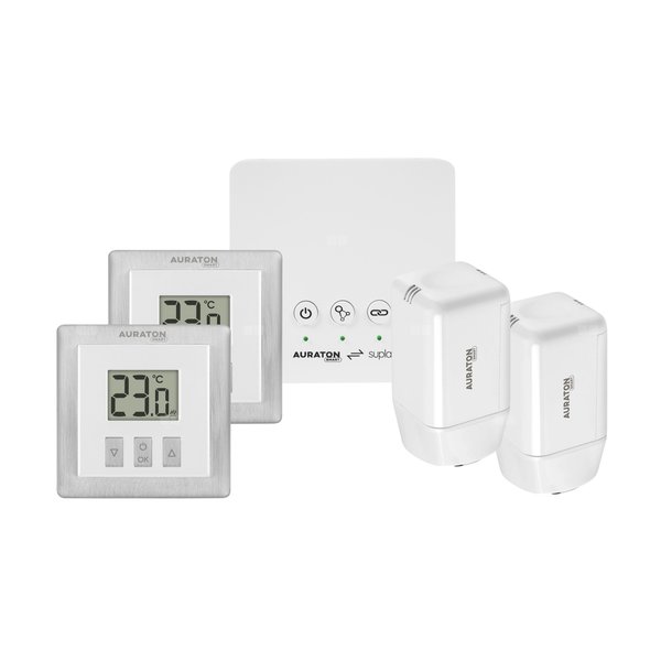 2x Radiator Controller, 2x Heat Monitor, 1x AURATON Box AURATON SMART Starter pack 1 biały do systemu sterowania instalacji domowej