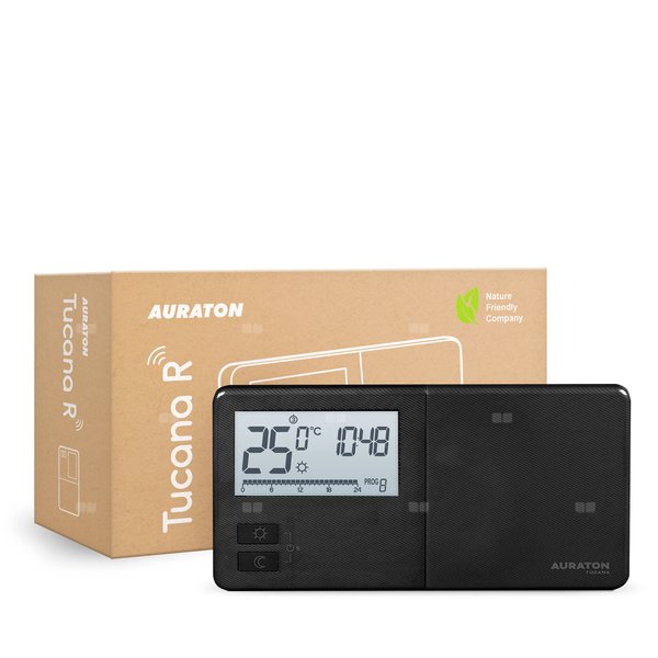 Regulator temperatury tygodniowy, bezprzewodowy AURATON Tucana R (wersja czarna)