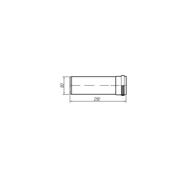 Przedłużenie spalinowe 250 mm fi 80 (do kotłów QUADRA Green 25 RSI, QUADRA 25R, QUADRA Green 25 CSI i QUADRA 25C)