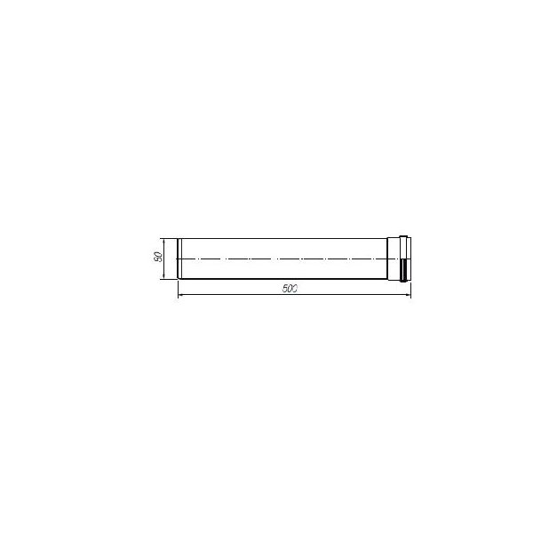 Przedłużenie spalinowe 500 mm fi 80 (do kotłów QUADRA Green 25 RSI, QUADRA 25R, QUADRA Green 25 CSI i QUADRA 25C)