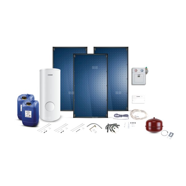 Pakiet solarny z 3 kolektorami słonecznymi SO7000TF FT 226-2V oraz biwalentnym 400 litrowym zasobnikiem