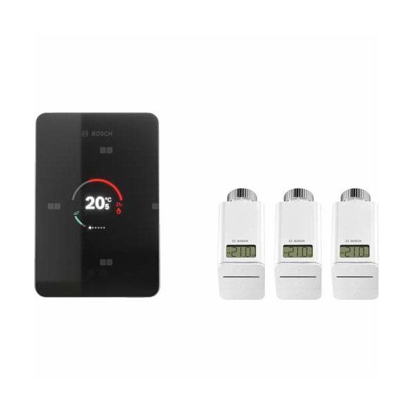 Zestaw regulatora EasyControl CT200 (czarny) z trzema zdalnie programowamymi głowicami termostatycznymi