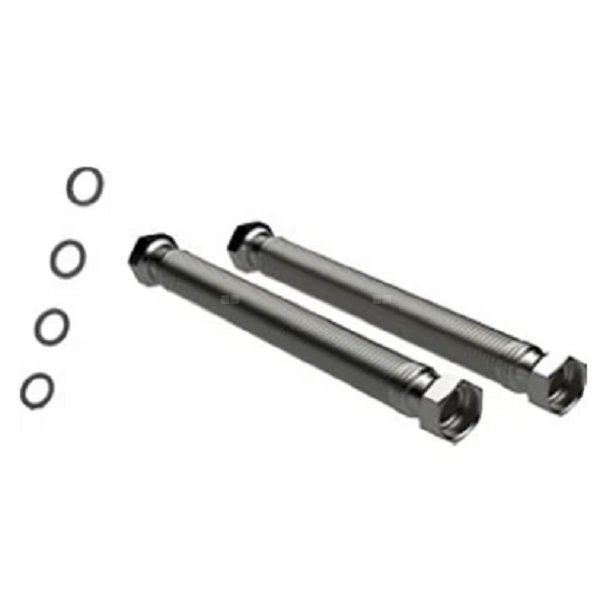 INPA 200-400 – zestaw podłączeniowy: 2 x przedłużane karbowane węże ze stali nierdzewnej 1” , długość 200-400 mm , 4 płaskie uszczelki , bez izolacji