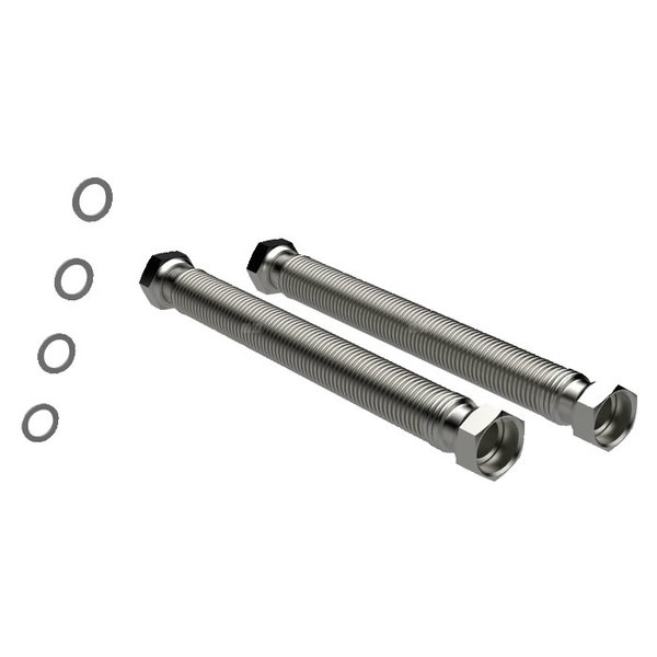 INPA 500-1000 – zestaw podłączeniowy: 2 x przedłużane karbowane węże ze stali nierdzewnej 1”, długość 500-1000 mm, 4 płaskie uszczelki, bez izolacji