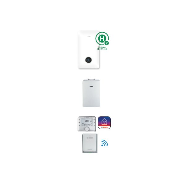 Pakiet z kotłem Condens GC5700iW 24P + Pozioma płyta montażowa (Stora WD120B + Czujnik c.w.u., Regulator CW400 + Moduł internetowy K40RF)