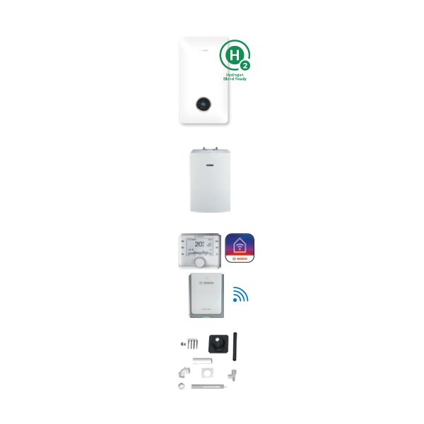 Pakiet z kotłem Condens GC5700iW 15P + Pozioma płyta montażowa (Stora WD120B + Czujnik c.w.u., Regulator CW400 + Moduł internetowy K40RF, Zestaw powietrzno- -spalinowy fi60/100-fi60 do szachtu (2519))
