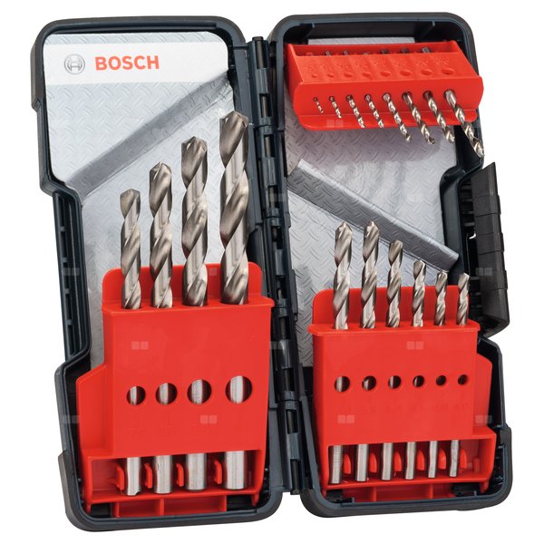 18-częściowy zestaw Wierteł do metalu HSS-G Toughbox, DIN 338, 135 st. 1, 1,5, 2, 2,5, 3, 3,5, 4, 4,5, 5, 5,5, 6, 7, 8, 9, 10 mm
