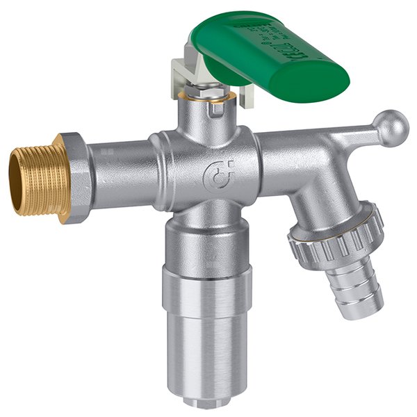 ICECAL - Zawór czerplny, kulowy z urządzeniem zabezpieczającym przed zamarzaniem 1/2" GZ x 3/4" GZ z króćcem do węża