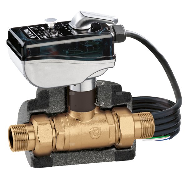 Dwudrożny kulowy zawór strefowy z napędem do instalacji klimatyzacyjnych 1 1/4" - 230V