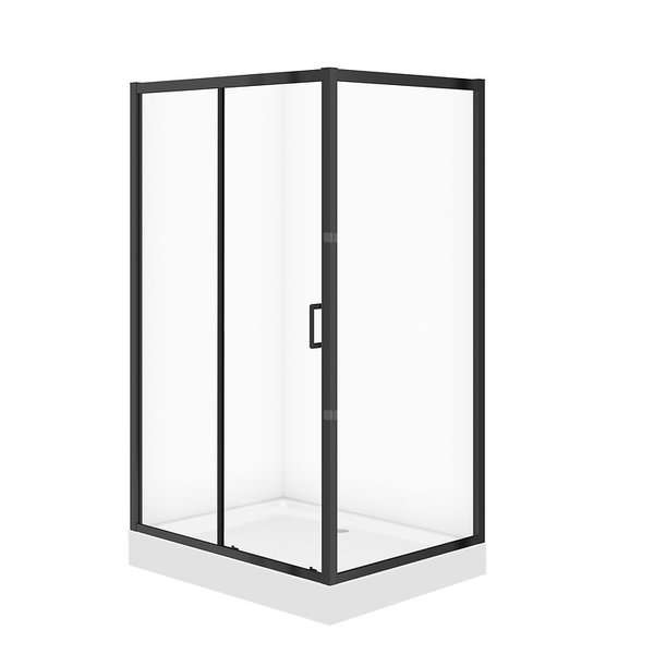 Kabina prysznicowa CERSANIT ARTECO SET C712+Brodzik, wys: 1900 mm, szer: 1200 mm x 900 mm, kolor: czarny, szkło transparentne