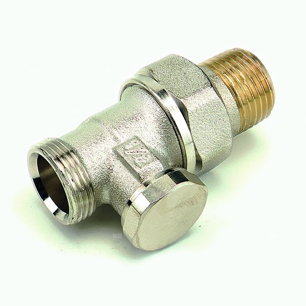 Zawór gwintowany, prosty, niklowany, regulacja nastawy i odcięcie przepływu 1/2" -3/4"Euro
