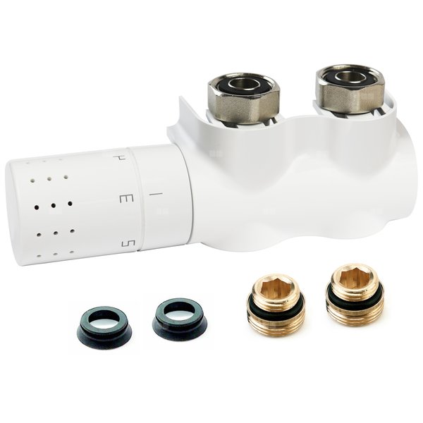 Zawór grzejnikowy termostatyczny COMAP AutoSar Thermod Design kątowy, połączenie 3/4'' x 3/4'' (malowany) biały