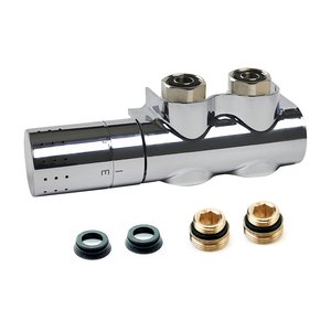 Zestaw termostatyczny AutoSar Thermod Design z nastawą M30x1,5, podł.inst.3/4'E, podł.grzejnik 3/4" lub 1/2" chrom kątowy lewy