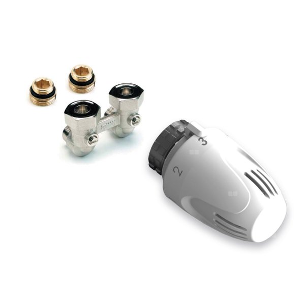 CONCEPT Pakiet termostatyczny kątowy V 1/2" (moduł grzejnikowy 1/2"-3/4" E kątowy + głowica termostatyczna M30x1,5)