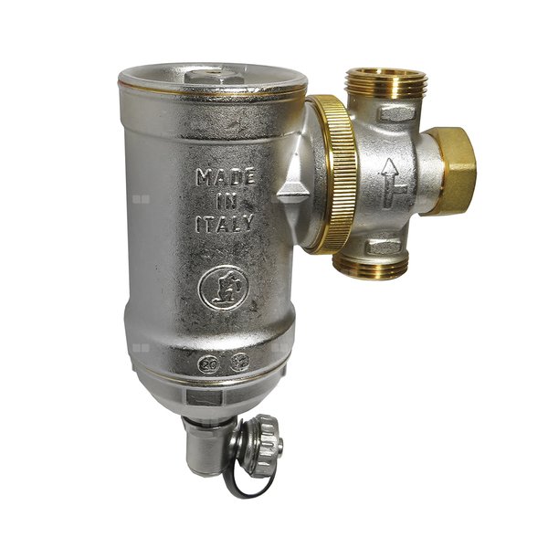 Kompaktowy magnetyczny separator zanieczyszczeń Concept by Giacomini z komorą cyklonową z osadnikiem i filtrem 300 µm do instalacji c.o. GZ 1''