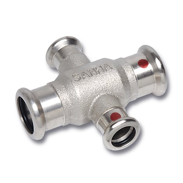 Czwórnik Concept By SANHA Therm jednopłaszczyznowy stal 15 mm x 15 mm x 12 mm x 12 mm, zw x zw x zw x zw