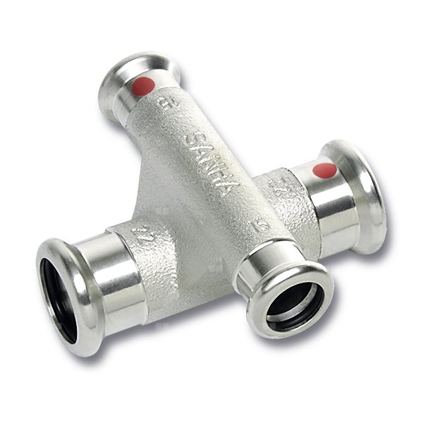 Czwórnik Concept By SANHA Therm dwupłaszczyznowy stal 15 mm, zw x zw x zw x zw
