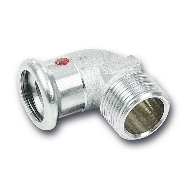 Kolano 90' Concept By SANHA Therm, stal (cynk/nikiel), 12 mm x 3/8'' (zw x GZ)