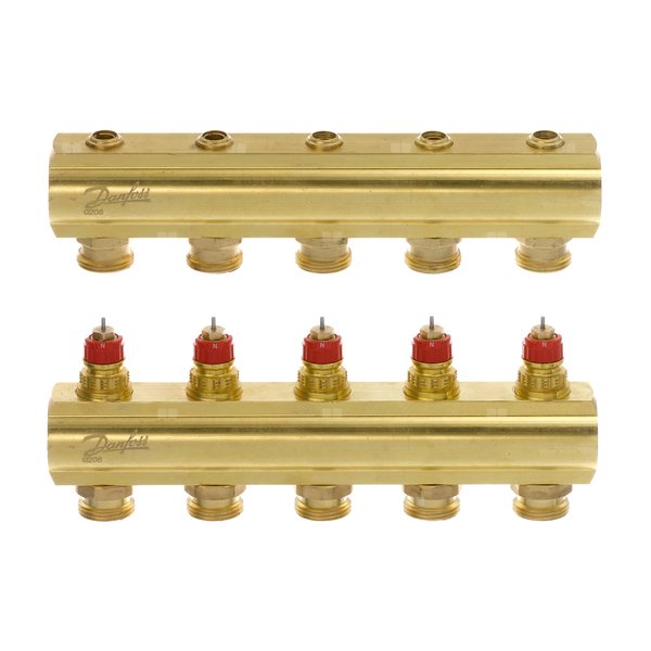 Rozdzielacz 5+5 Danfoss BIV, mosiądz
