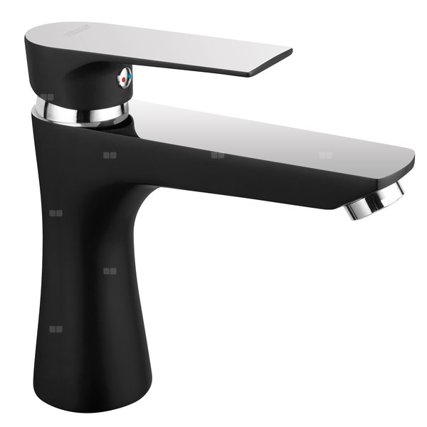 Bateria umywalkowa stojąca FERRO ALGEO SQUARE BLACK-CHROME, czarny/chrom