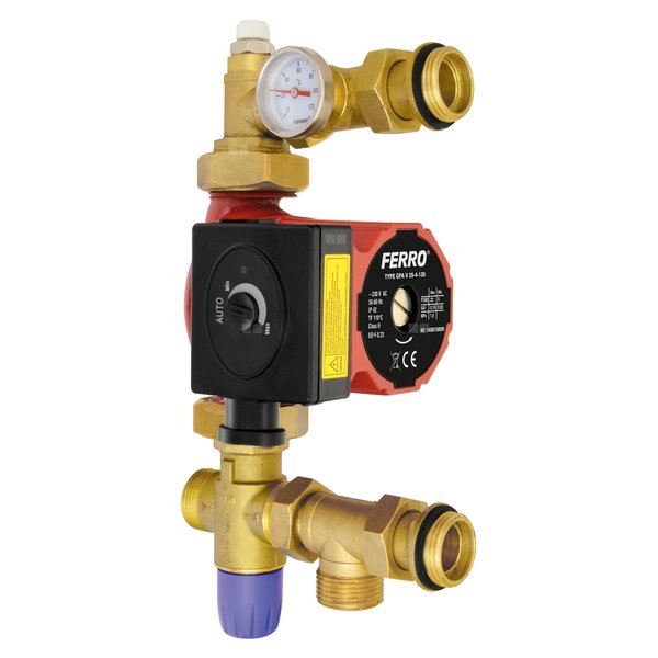 Grupa mieszająca do rozdzielacza 1'' z zaworem termostatycznym 3-drogowym i pompą elektroniczną 25-4-130