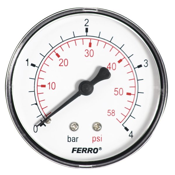 Manometr z rurką Bourdona FERRO 0/4 bar aksjalne 1/4'' fi 63 mm