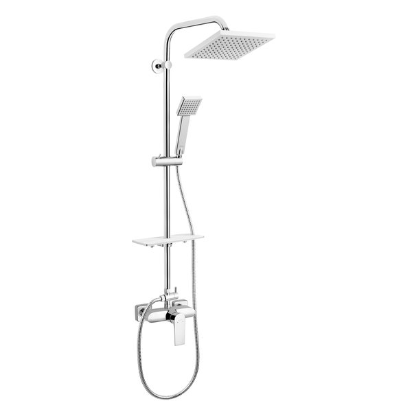 Zestaw natryskowy przesuwny FERRO ALGEO SQUARE chrom, wąż 1500 mm, z deszczownicą