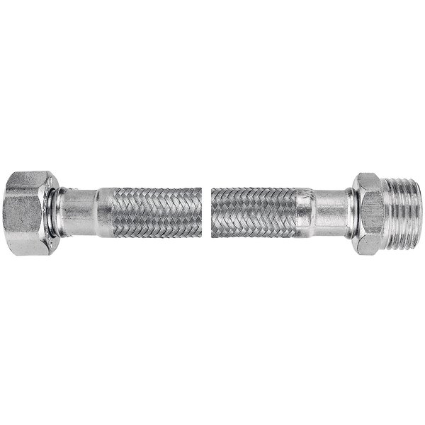 Wąż przyłączeniowy elastyczny FERRO z oplotem (stal), GW x GZ, 1/2'' x 1/2'', długość 20 mm, z uszczelką