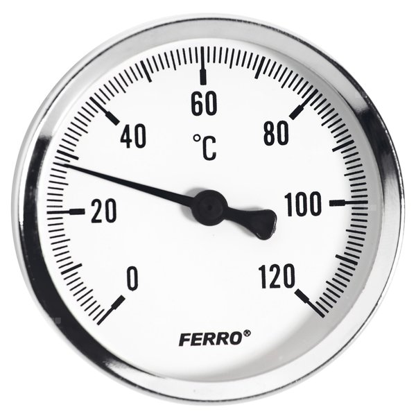 Termometr bimetaliczny FERRO fi 80 mm 120'C połączenie aksjalny