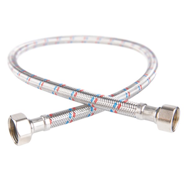 Wąż przyłączeniowy elastyczny FERRO z oplotem (stal), GW x GW, 1/2'' x 3/8'', długość 80 mm