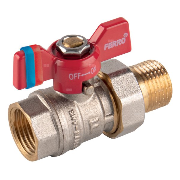 Zawór kulowy FERRO F-COMFORT 1/2'' GW x GZ, uchwyt: motylek