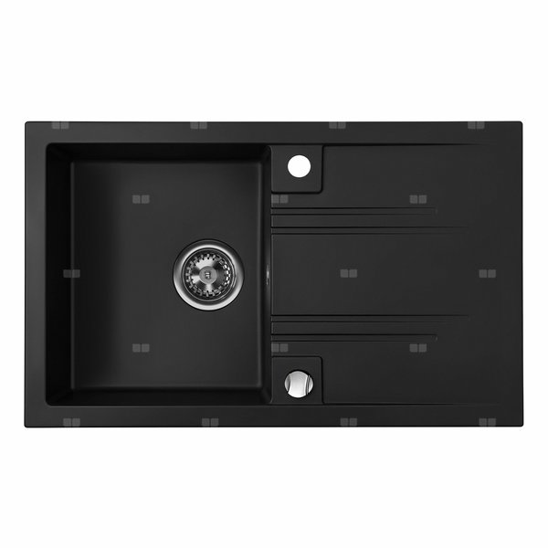 Zlewozmywak kuchenny FERRO MEZZO II, granitowy, 2-kom. , kolor czarny mat