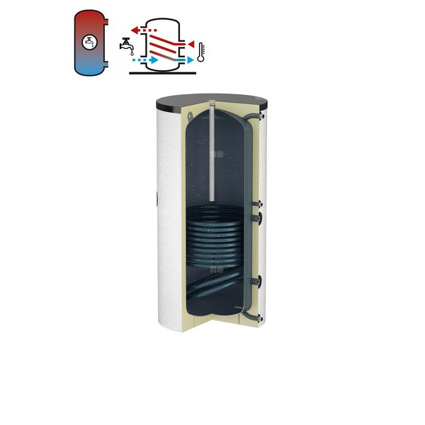 Podgrzewacz FLAMCO DUO z wężownicą, 120 l, Spiralny, Emaliowany, 10.2 kW, 10 / 16