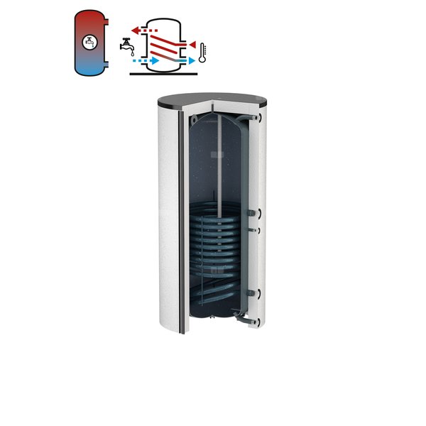 Podgrzewacz FLAMCO DUO z wężownicą, 1000 l, Spiralny, Emaliowany, 73.9 kW, 10 / 16