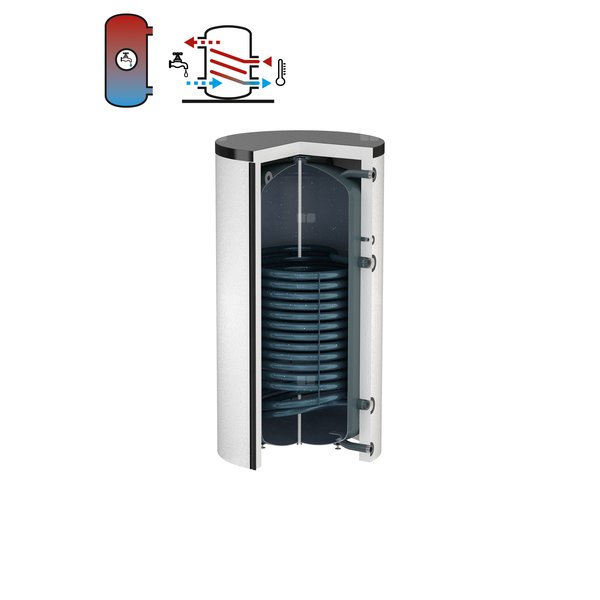 Podgrzewacz FLAMCO DUO z wężownicą, 1500 l, Spiralny, Emaliowany, 143 kW, 10 / 16