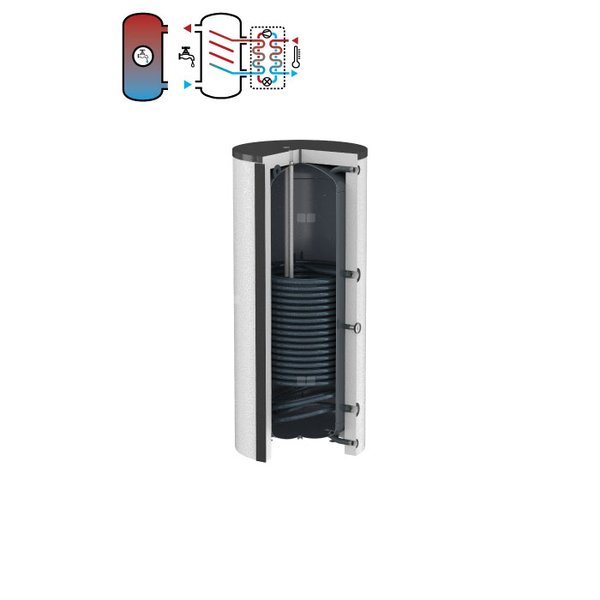 Podgrzewacz FLAMCO DUO HLS z wężownicą, 1000 l, Spiralny, Emaliowany, 150.5 kW, 10 / 16
