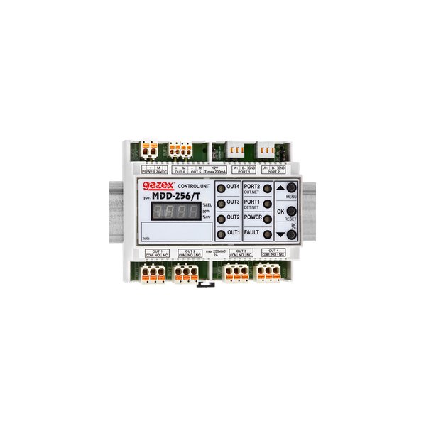 Cyfrowy System Detekcji Gazów MDD-256/T max 247 detektorów/urządzeń, 2 porty RS485, 4 wyj.styk., 2 wyj.alarm.12V