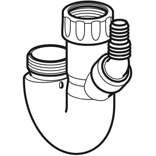 Syfon dwukomorowy Geberit z łącznikiem kątowym wężyka: d=40mm, d1=19 / 23mm, Biały-alpin