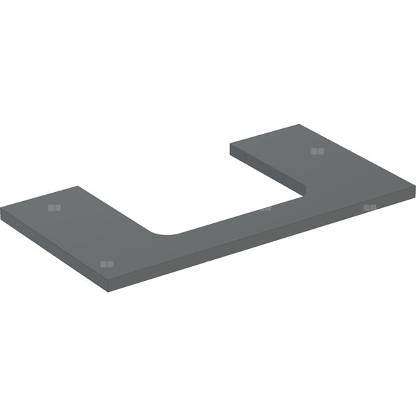 Blat pod umywalkę Geberit ONE z wycięciem, do prostokątnej umywalki nablatowej: B=89.4cm, Lava, Przekrój=Na środku, Lakierowany matowy