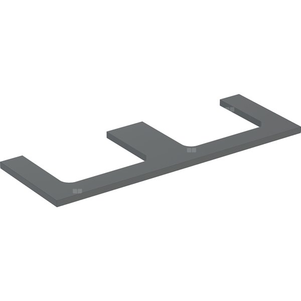 Blat pod umywalkę Geberit ONE z wycięciem, do prostokątnej umywalki nablatowej: B=133.8cm, Lava, Przekrój=Lewa i prawa strona, Lakierowany matowy