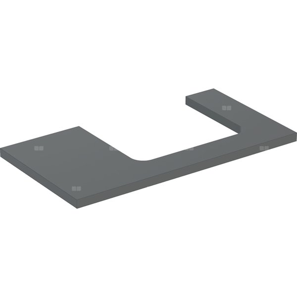 Blat pod umywalkę Geberit ONE z wycięciem, do prostokątnej umywalki nablatowej: B=89.4cm, Lava, Przekrój=Prawa strona, Lakierowany matowy