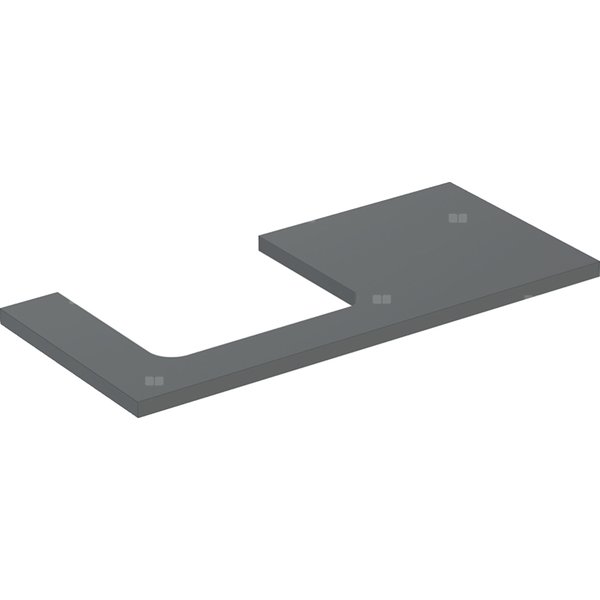 Blat pod umywalkę Geberit ONE z wycięciem, do prostokątnej umywalki nablatowej: B=104.2cm, Lava, Przekrój=Lewa strona, Lakierowany matowy
