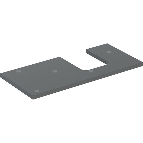 Blat pod umywalkę Geberit ONE z wycięciem, do umywalki nablatowej w kształcie misy: B=104.2cm, Lava, Lakierowany matowy, Przekrój=Prawa strona