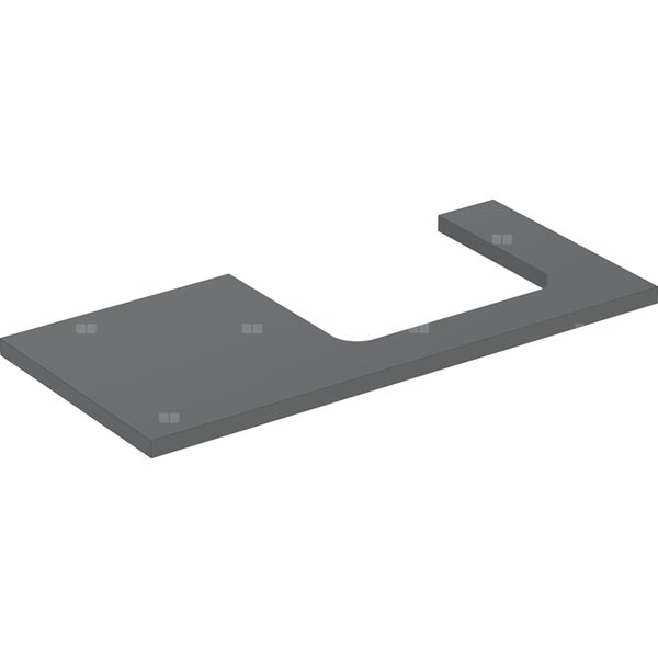 Blat pod umywalkę Geberit ONE z wycięciem, do prostokątnej umywalki nablatowej: B=104.2cm, Lava, Przekrój=Prawa strona, Lakierowany matowy